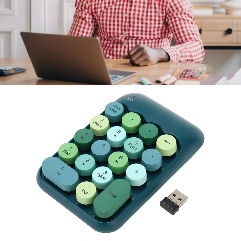 2.4GHz Wireless Numeric Keypad 18 Keys Retro Color Round Keycaps