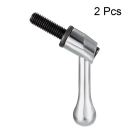 sourcing map M10 x 25mm Handle Adjustable Clamping Lever Thread Push Button Ratchet Male Threaded Stud Knobs Locking Rotating Screw Handles Quick Release Bolt Silver Tone 2pcs