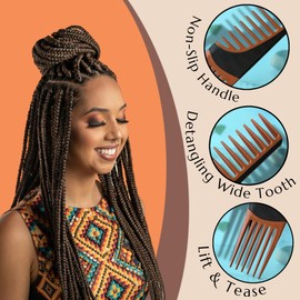 ALAZCO Premium Duo Combo Detangling Hair Lifting Comb Wide Tooth Teasing Curly Straight Thick Wet Shower Wavy Afro Long Mohawk Wigs Men Women Volume Styling Heat Resistant Non-Slip