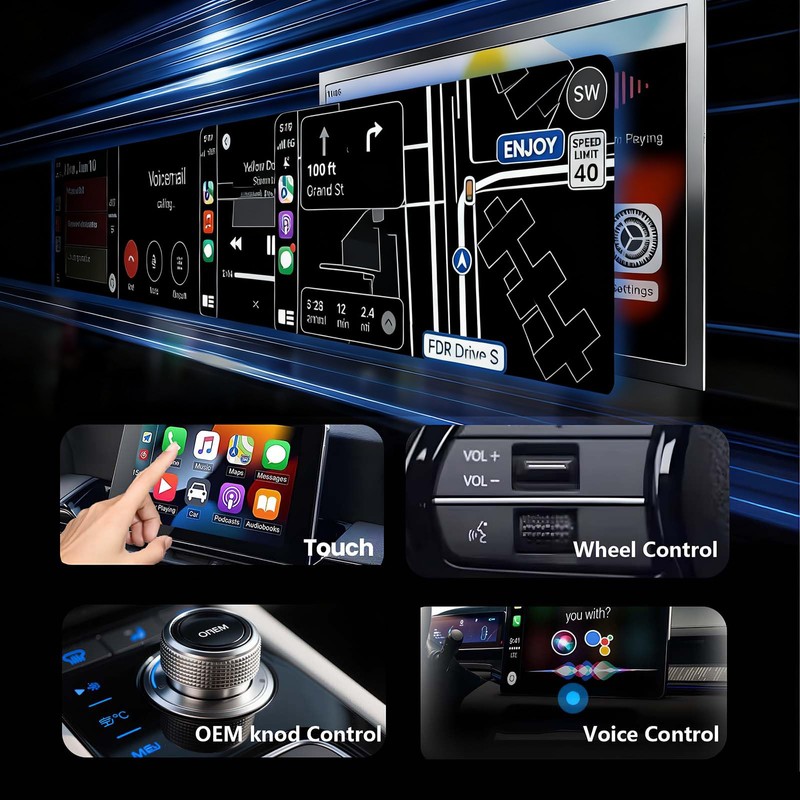 Yizro Wireless CarPlay Adapter for Apple iPhone & Android, 2-in-1