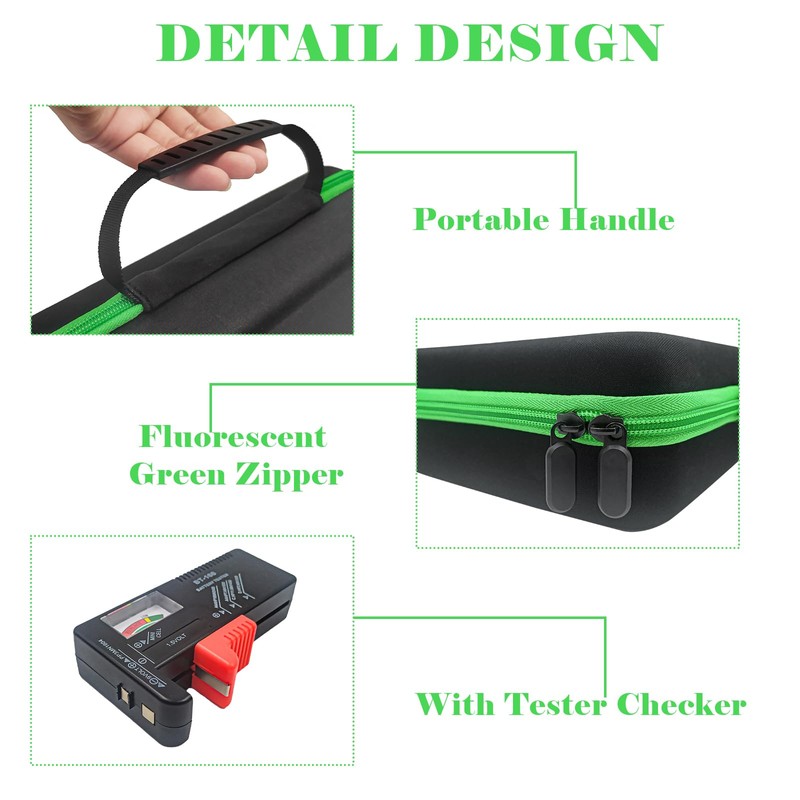 stukcaze Battery Organizer Storage Case with Tester for AA AAA