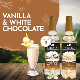 Syruvia Coffee Syrup Variety Pack - Vanilla & White Chocolate- Gluten-Free, Kosher, 25.4 fl oz Bottles - Enhance Your Coffee Experience with Premium Flavoring Syrups