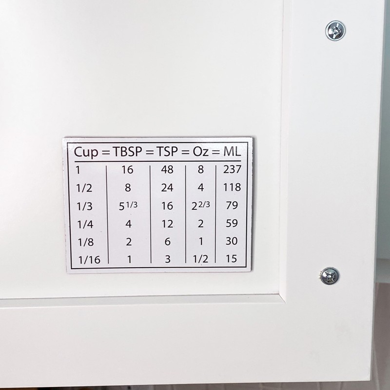Kitchen Conversion Chart Magnet for Cooking & Baking, 4x3 Cup