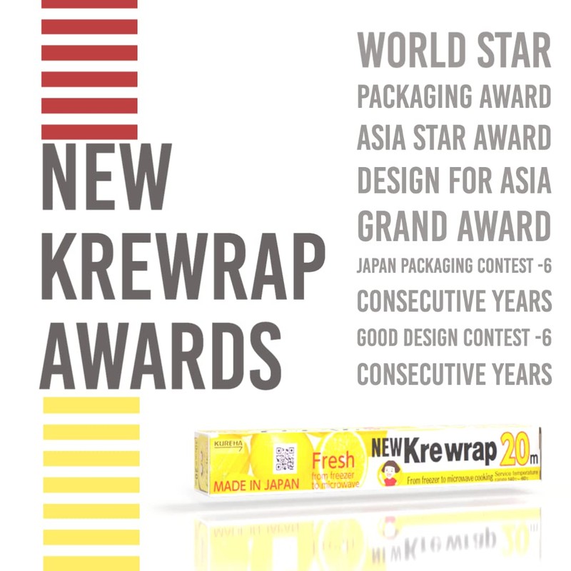 KUREHA Krewrap Plastic Cling Wrap, Pack of 6, 65 sq