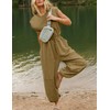 Kissonic Jumpsuits for Women Casual Crewneck Cap Sleeve Drawstring Romper
