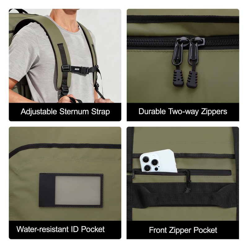 MIER 90L Water Resistant Backpack Duffle Heavy Duty Convertible Duffle