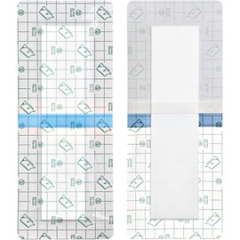 Waterproof Incision Bandages for Large Wounds Knee Hip Replacement Adheisve Island Dressing Bandaid Tape Post Surgical Shower Protector, No Glue On Center 4 X 10 Inch (Pack 0f 25)