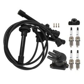 Yainetan 30102-PZ3-J02, 30103-P1A-004 Distributor Cap Rotor Spark Plugs Cable Set Compatible With Honda Acty Truck HA1/HA2/HA3/HA4 BKR6E-11