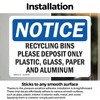 (2 Pack) Recycling Bins Please Deposit Only Plastic OSHA Notice