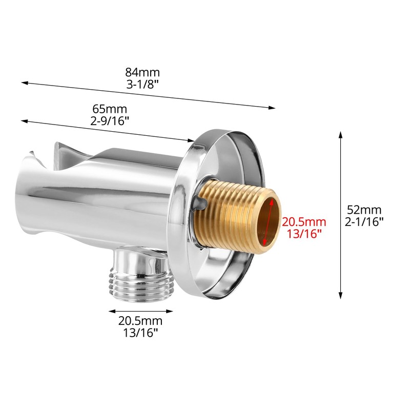 QWORK® Wall Water Supply Elbow with Shower Bracket Holde, Chrome