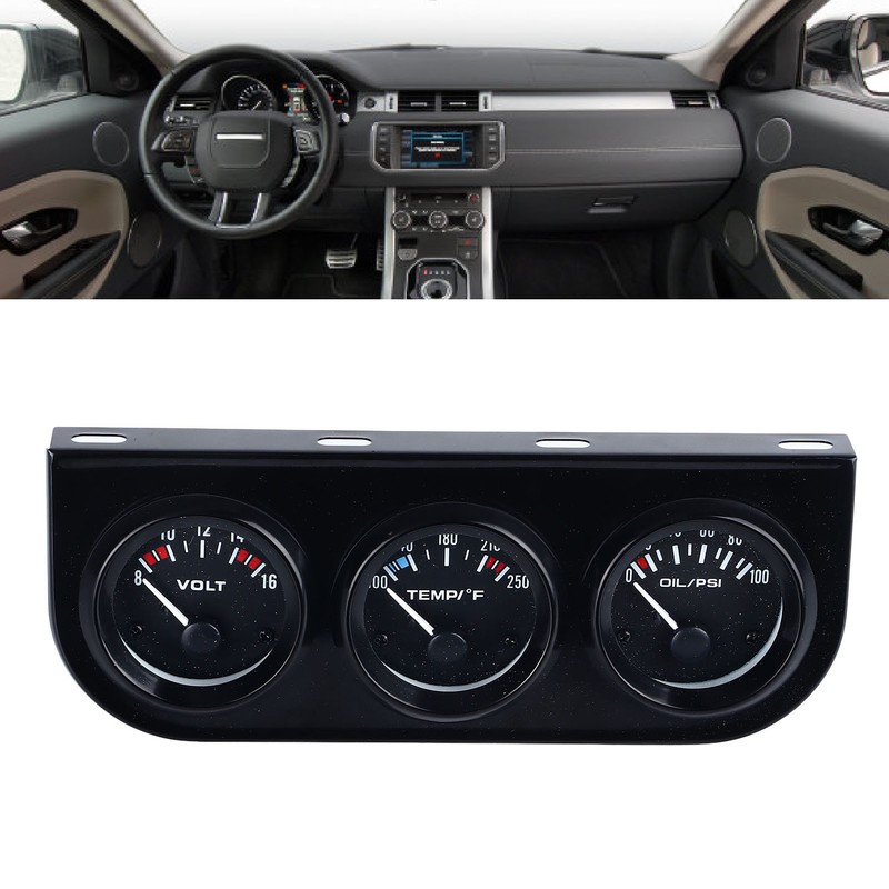 3 in 1 Car Triple Gauge Kit Multifunctional Mechanical Voltmeter