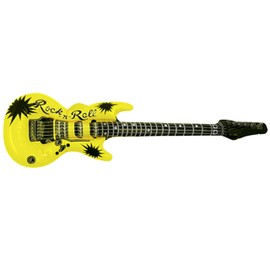 Inflatable Guitar Yellow Rock Star Blow Up Toy Photo Prop Music Instrument Party Favour Costume Fancy Dress Up