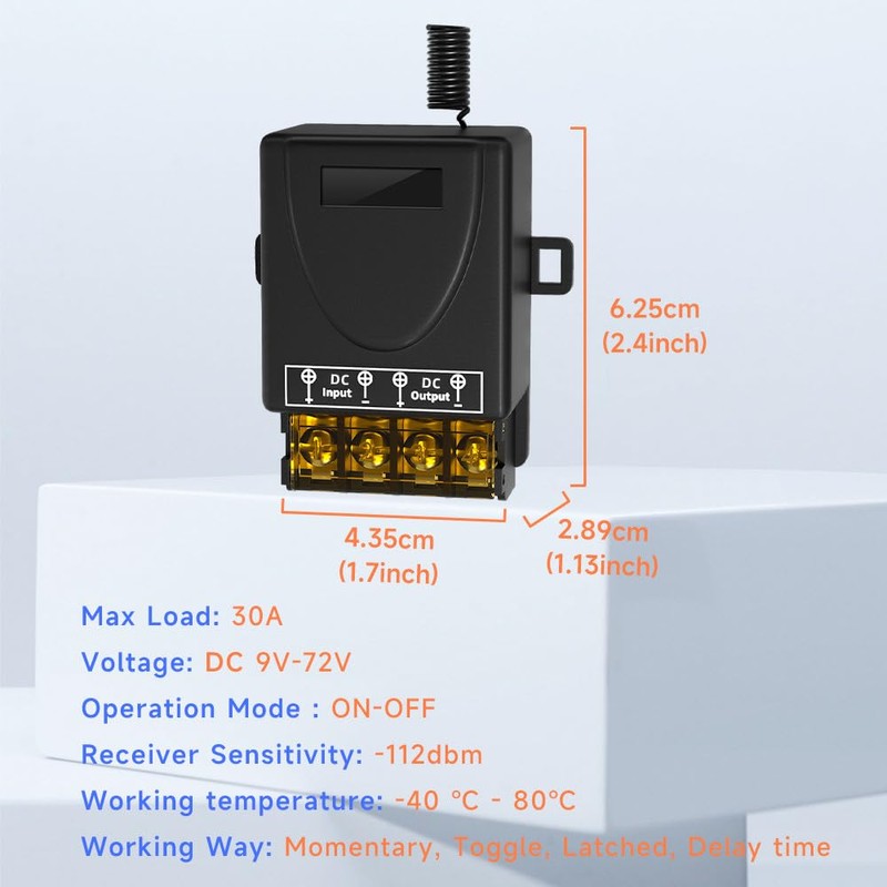 Cerhot 100m Wireless Remote Switch DC 12V/24/36/48/72V 30A RF Remote