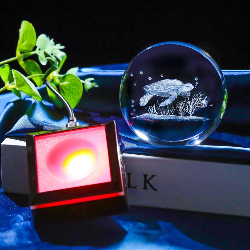 Enjinkail 3D Crystal Ball Sea Turtle Gifts for Women Men