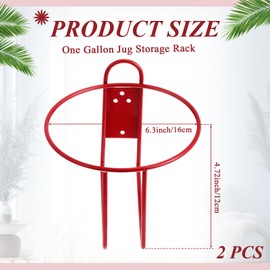 Hicarer 2 Pcs One Gallon Jug Storage Rack Wall Mounted Heavy Duty Steel Wall Rack for 1 Gallon Bottle Round Water Jug Holder with Hardware Hand Sanitizer 6-3/4" W x 5" H x 6-1/2" D (Red)