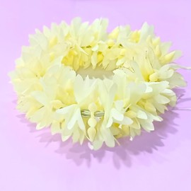 Handmade Artificial Flower Plastic Mogra Gajra Veni Garland for Hair Off White 13 Inch long Juda Bun Realistic Hair Accessory (Design 3, medium)
