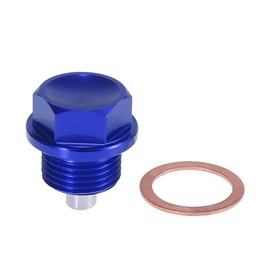 X AUTOHAUX Oil Drain Plug with Sealing Ring Magnet M18 x 1.5 Oil Pan Locking Screw Aluminium Alloy Drain Plug Blue
