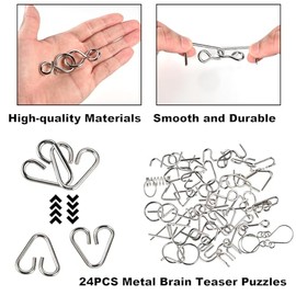 GOLDGE 30pcs Brain Teaser Puzzle Set for Adults & Kids | Wooden & Metal 3D Puzzles, IQ Logic Games for Family, Parties & Coffee Breaks. Unlock & Solve