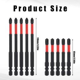 BOXOB 10pcs FPH2 Impact Screwdriver Bit Set, 65mm and 110mm Long Slotted Heads Impact Bits 1/4" Hex Shank Magnetic Cross Slot Driver Drill Bits for Circuit Breakers and Electricians