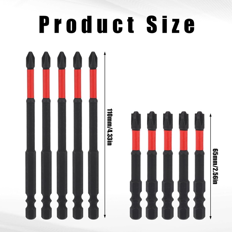 BOXOB 10pcs FPH2 Impact Screwdriver Bit Set, 65mm and 110mm