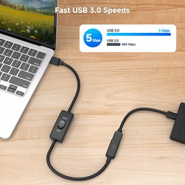 Cable Matters 5Gbps USB 3.0 Extension Cable with On Off Switch with Data 1 ft, Support Both Data and Power (USB 3.0 On Off Switch/USB On Off Switch)