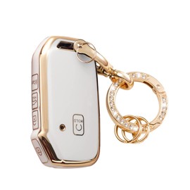 LEERLY Key Fob Cover with Anti-Lost Keychain Compatible with Kia Soul Forte Telluride K5/Seltos NIRO Sportage Sorento Optima White