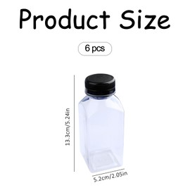Bojueshaw 8pcs Mini Fridge Bottles,250ml Plastic Juice Bottles,Clear PET Bottles,Reusable Wide Mouth Bottles with Lids,Funnel and Brush for Milk,Water,Beverages