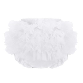 Baby Girl Lace Ruffle Nappy Cover Bloomer for Infant Girls Newborn Cotton Tutu Shorts Briefs Panties, White