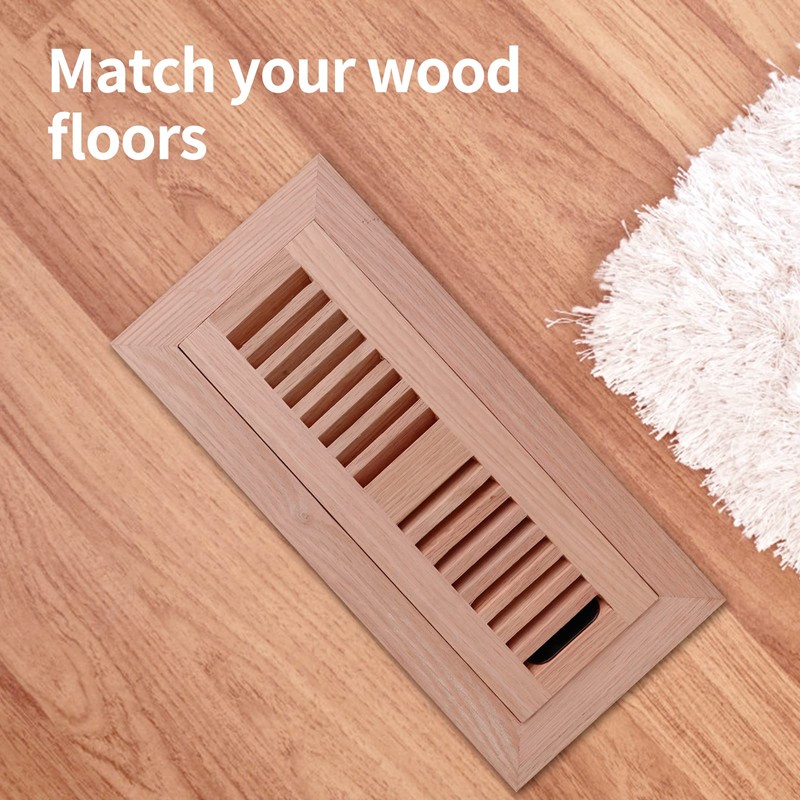 Oak Floor Register for 6x10 Inch Duct Holes - Flush