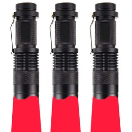 WAYLLSHINE (Pack of 3) Single Mode Red Light Flashlight, 1 Mode Red LED Flashlight Red Flashlight Torch, Red LED Red Light For Astronomy, Aviation, Night Observation