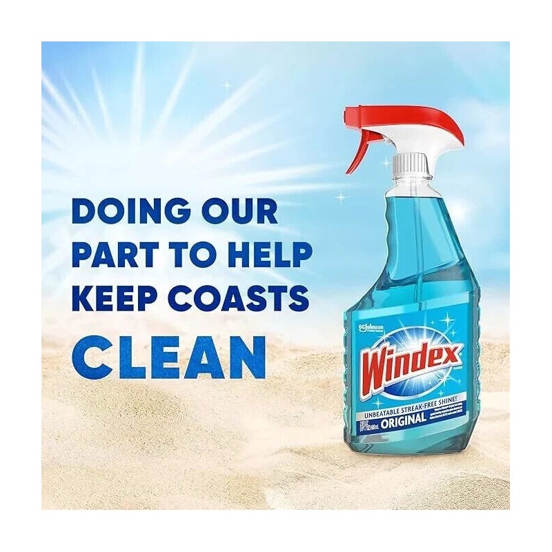 Windex Glass and Window Cleaner Spray Bottle, Original Blue, 23
