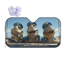 Dinosaur Blue Police Animal Driving Windshield Sun Shade, Front Window Sunshade Cover Sun Visor Shield Foldable Uv Ray Reflector for Car SUV Truck