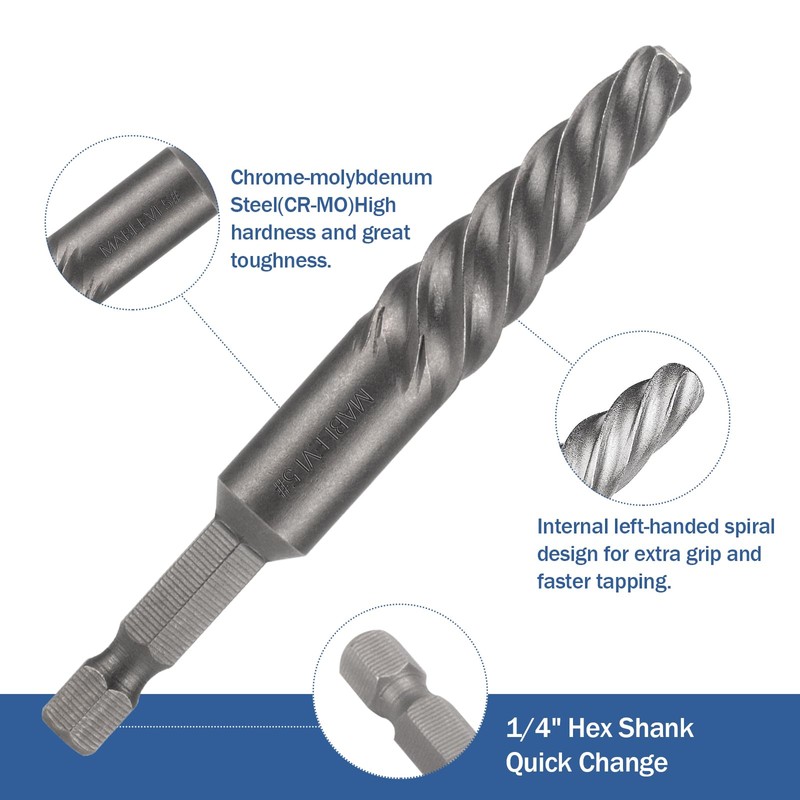 MABLEVI Damaged Screw Extractor Set, Easy Out Bolt Extractor with