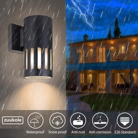 ZUUKOLE Outdoor Wall Sconce, Exterior Lighting Fixture - ETL Listed, Die-cast Aluminum Waterproof Wall Mount Cylinder Design - 1-Direction Up or Down Light Fixture for Porch, Backyard or Patio