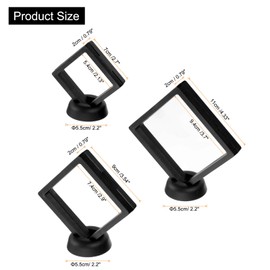 QUARKZMAN 3 Sizes 3D Floating Display Case Floating Frame Display Holder Stand Transparent PE Jewellery Storage Box Black