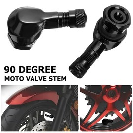JNNJ 2Pcs 90 Degree Motorcycle Valve Stems Tire, Universal Tire Valve Cover Adapter, 11.3mm Diameter Aluminum Alloy Modified Right Angle Gas Nozzle, for Car Motorcycle Bike Scooter(Black)