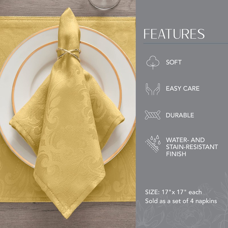 Elrene Home Fashions Caiden Elegance Damask Napkin Set of 4,
