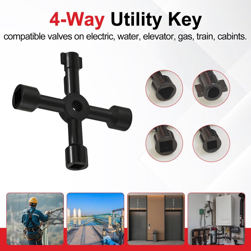 TNITRIB 17 Inch Water Meter Key with 4-Way Utility Key