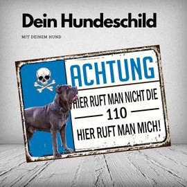 K9 Dog Picture "Dein Hund als Schild Selbstgestalt" [German Language] Customisable Sign with German Text "Achtung 110" System