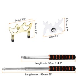 PATIKIL Retractable Billiards Cue Stick Bridge, EVA Pool Cue Accessory with Removable Metal Low Bridge Head for Pool Table Competition, Gold/White