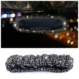 Bling Rear View Mirror Cover with Crystal Rhinestones,Fluffy Car Mirror Cover Car Decor for Women,Universal Rear View Mirror Accessories for Most Cars,SUVs,Trucks (White Diamond)
