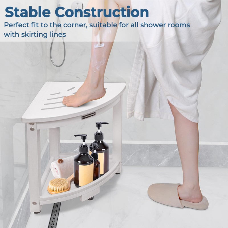 KingPavonini HDPS Corner Shower Stool for Inside Shower Waterproof, Anti-Fading