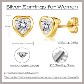 Estrellique 925 Sterling Silver Stud Earrings, Small Stud Earrings Silver Earrings, 3 Pairs Silver Earrings Set for Women Girls, Earrings Hypoallergenic Cartilage Sleeping Stud Earrings, 4/5/6 mm