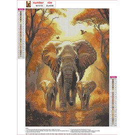 MXJSUA DIY Elephant Diamond Painting Kits for Adults, Animal Diamond Gem Art Painting for Beginners, Diamond Picture with Full Round Drill Dots Craft Set Gift, 12 * 16 Inch