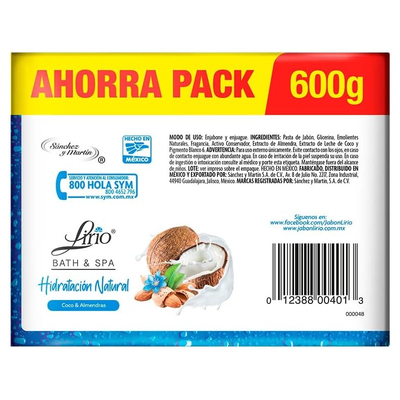 Jabón en barra Lirio Bath & Spa Coco 150g 4