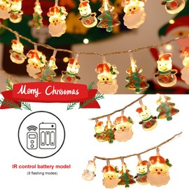 Bright 20 FT Christmas LED String Light, 40 LED Battery Operated Christmas Garland with Remote Santa Claus Pine Tree Fairy String Lights for Indoor Outdoor Xmas Fireplace Mantel Decorations (20 FT)