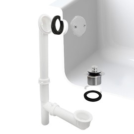 Westbrass Y594244CP White Tubular Twist & Close Bath Waste and Overflow Assembly, Polished Chrome