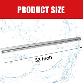 PRERUICHI 32" Chrome Framed Shower Door Replacement Drip Rail with Shower Door Bottom Sweep and 2 Applied Mounting Tape (32inch)