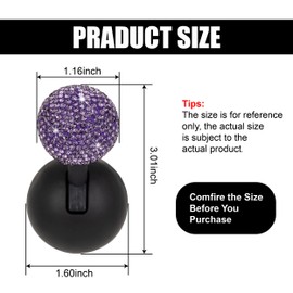 Bling Car Push Starter Button Cover, Rhinestone Auto Engine Joystick Buttons Decoration Cover, One-Touch Vehicle Start Button Rocker Ball, Cute Car Interior Accessories for Cars, Computer (Purple)