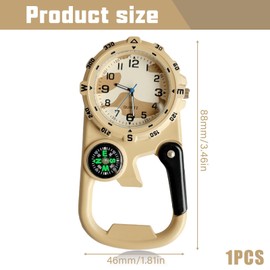 GOMETY Pocket Watch with Carabiner Nurse's Watch, Clip Carabiner Watch with Luminous, Calendar, Week, Alarm Clock, Compass, Digital Watch, Analogue Quartz Watch, Multifunctional for Camping